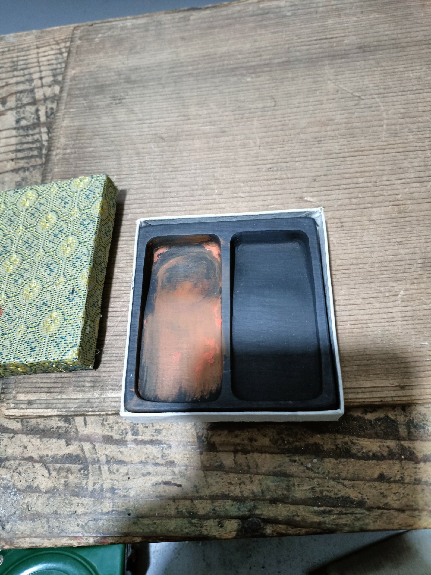 日本迴流老硯臺創匯時期老硯臺，歙硯，雙堂硯臺，全品，保真，器