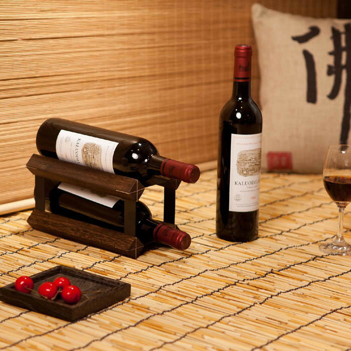 日式家具 燒桐木實木紅酒架 家用簡易組裝擺件現代簡約酒瓶展示架 創意2瓶裝日本 全館免運