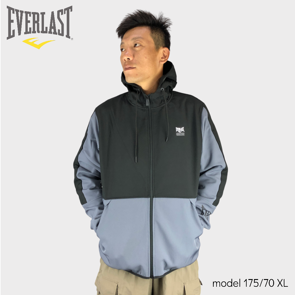 【滿千折百】EVERLAST 外套 灰黑 內刷毛 貼合 連帽外套 男 4151144120