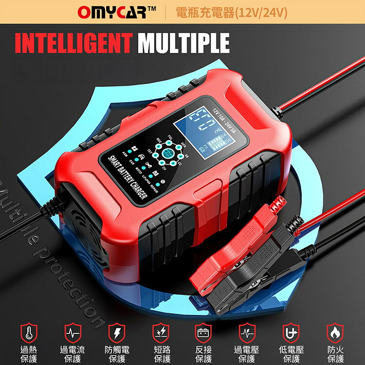【OMyCar】電瓶充電器(12V/24V) 一年保固 (汽車/機車/貨車/電瓶修復) 4
