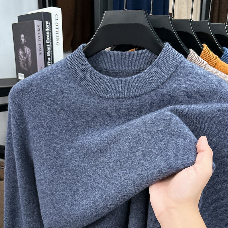 【巴黎精品】現貨+預購 頂級商務針織外套針織衫休閒秋冬大碼男裝-100%純羊毛冬季打底衫男上衣10色a1lf69