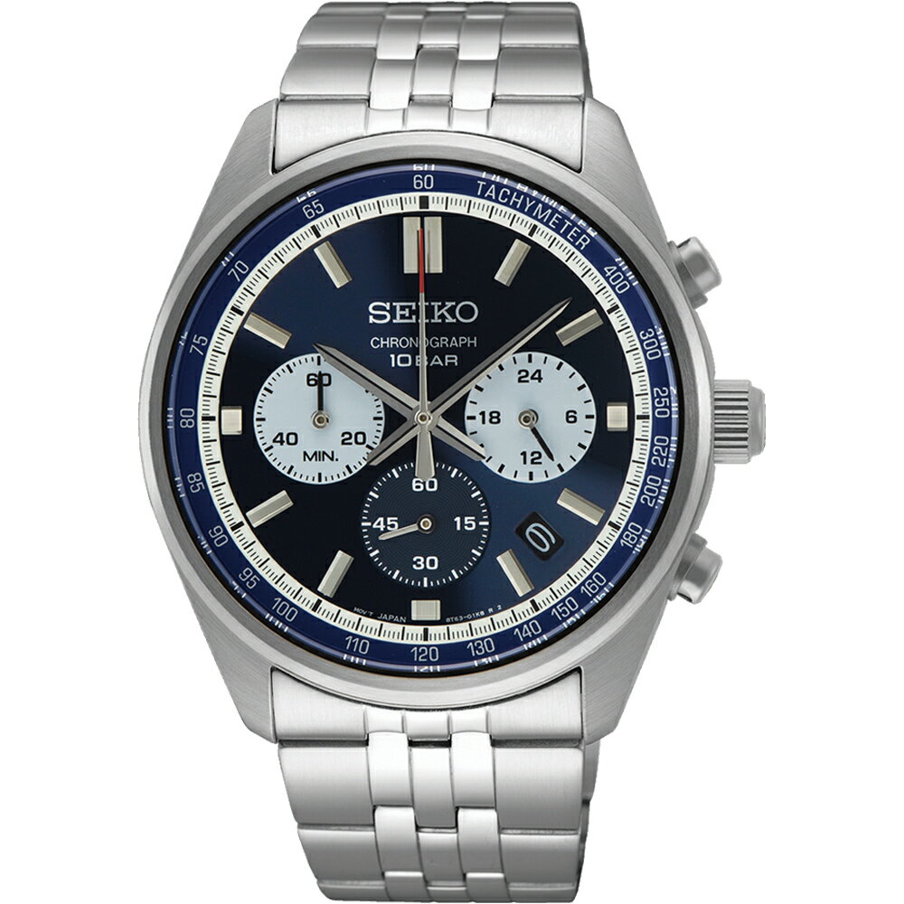 SEIKO 精工錶 CS系列 急速時刻 時尚計時腕錶(8T63-00W0B(SSB427P1)-41mm-藍面鋼帶【刷卡回饋 分期0利率】【APP下單4%點數回饋】