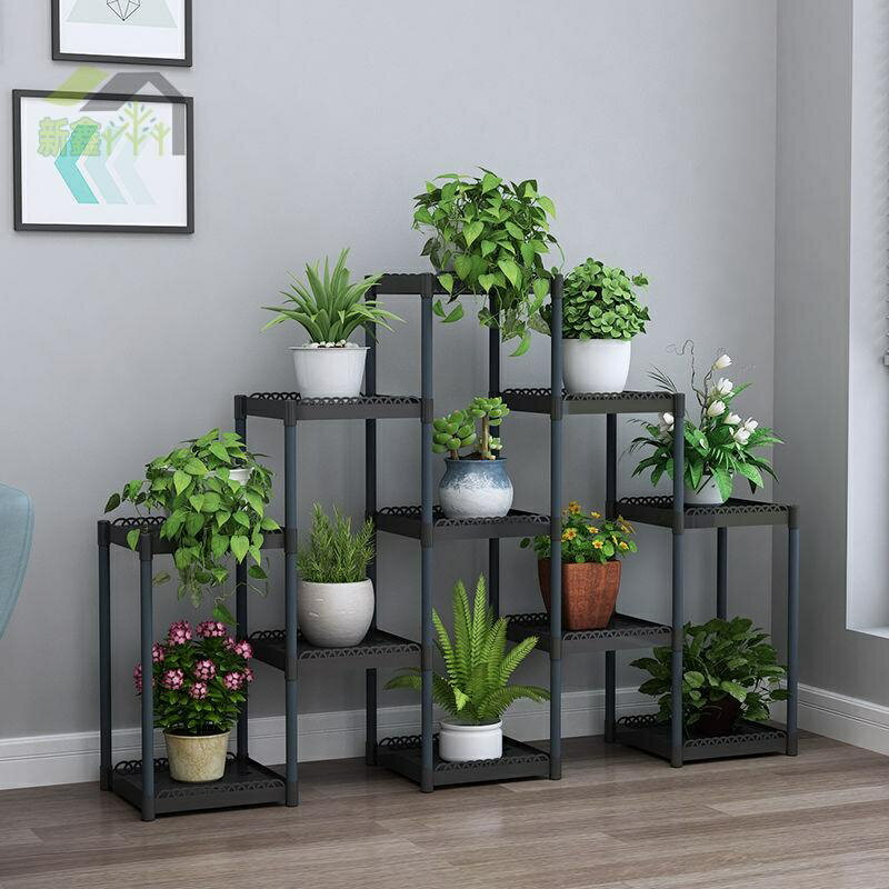 △花架陽臺客廳多層置物架歐式室內花架子落地式綠植大型花盆架塑膠