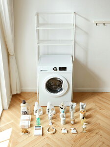 林氏家居衛生間洗衣機一體置物架上方架子林氏木業雙層收納LS731