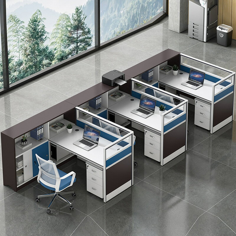 電腦桌 電腦臺 財務辦公桌椅組合T型2人位電腦桌簡約現代職員辦公卡位辦公室卡座