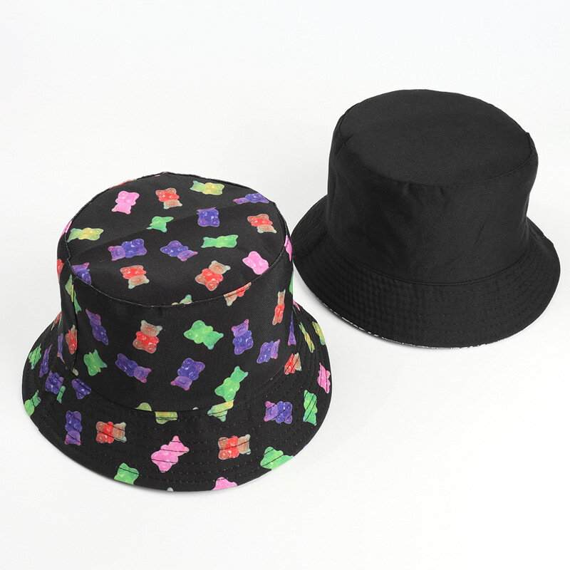 現貨+預購 防曬帽漁夫帽遮陽帽大帽簷戶外登山帽透氣-小熊軟糖雙面男女帽子74cq74【獨家進口】【米蘭精品】 0