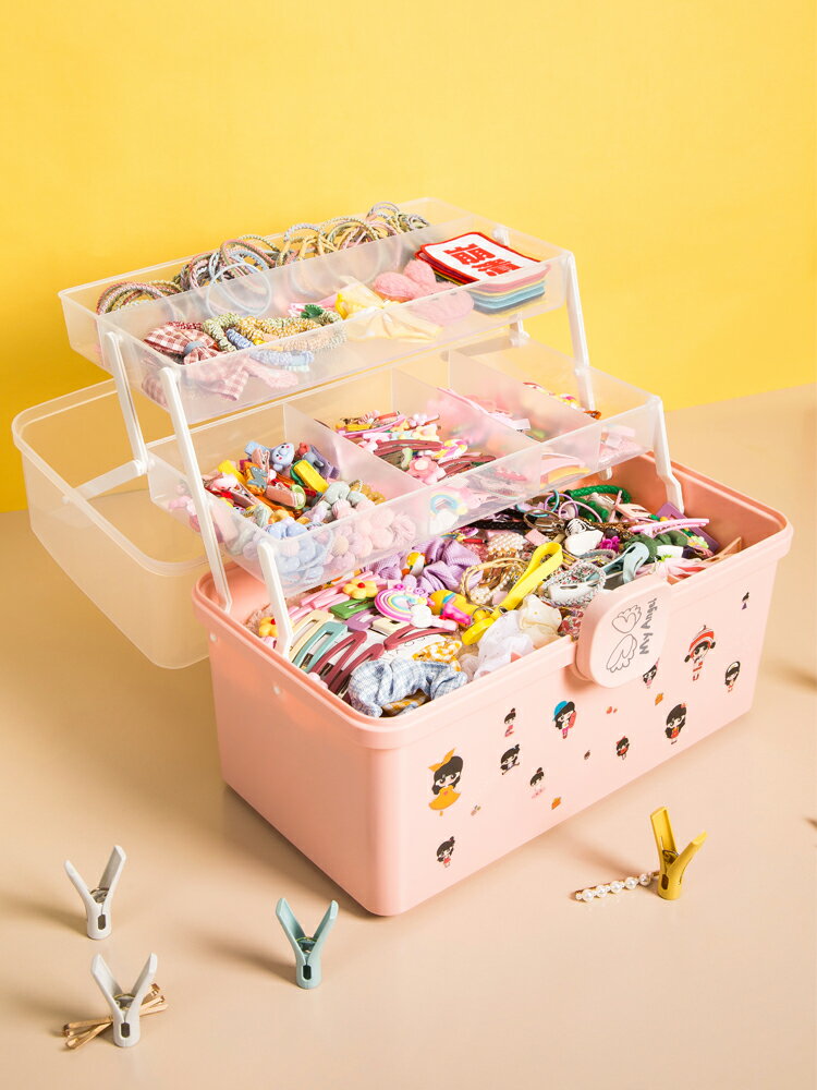 兒童發飾收納盒女孩寶寶發夾橡皮筋頭飾發卡圈梳妝可愛頭繩首飾盒