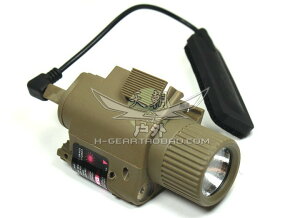 QD M6 鐳射電筒 LED強光戰術電筒+紅laser/照明指示燈（泥色）