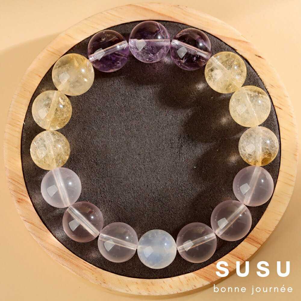 SU SU︱星辰戀曲水晶手鍊❤️星光粉 黃阿賽 月光石 紫水晶 事業運 招財 轉運 能量 防小人 5