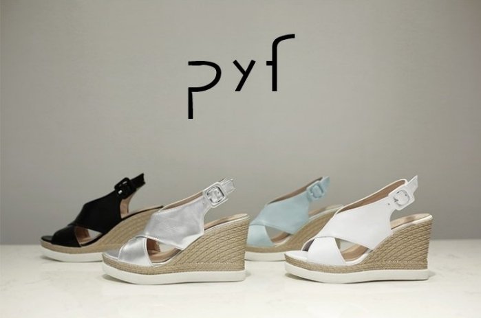 Pyf ♥ 簡約4色素面 交叉寬帶 厚底防水台楔型涼鞋 43 大尺碼女鞋