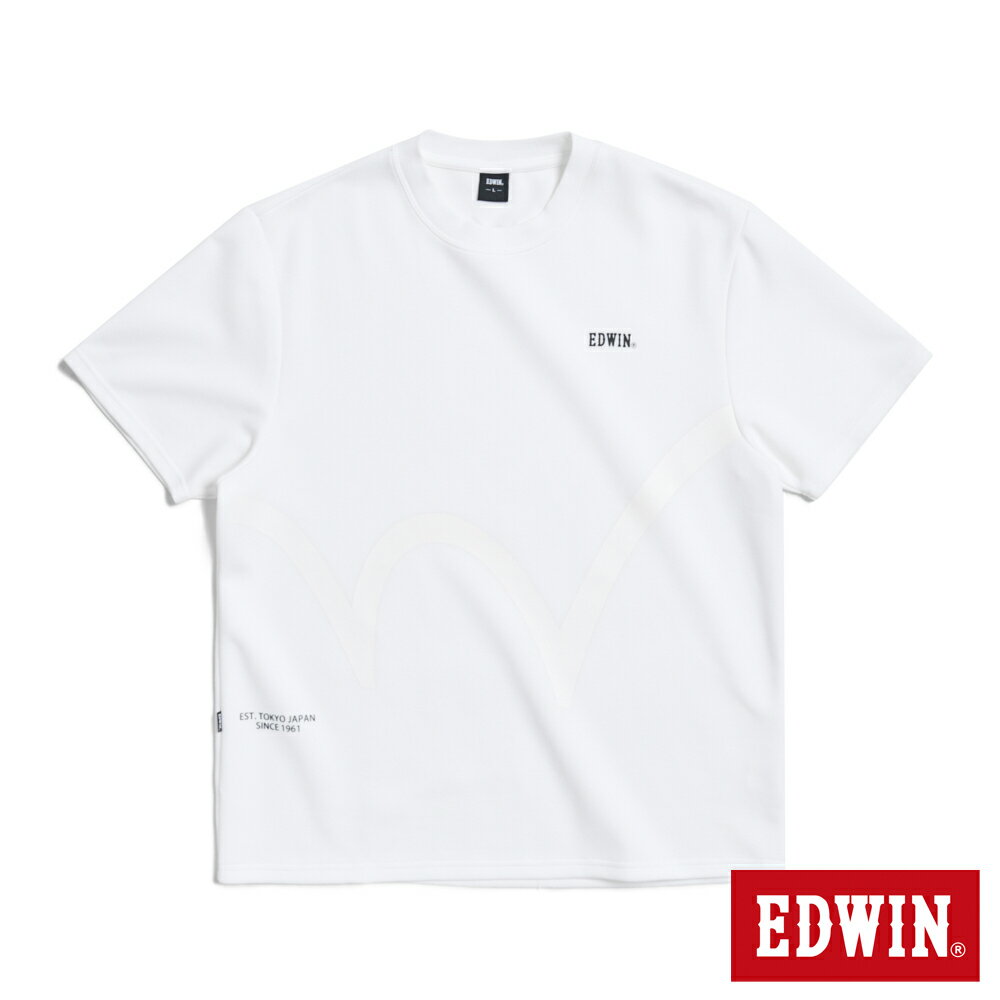 EDWIN 男款 涼爽吸濕排汗W印花寬版短袖T恤 (白色)