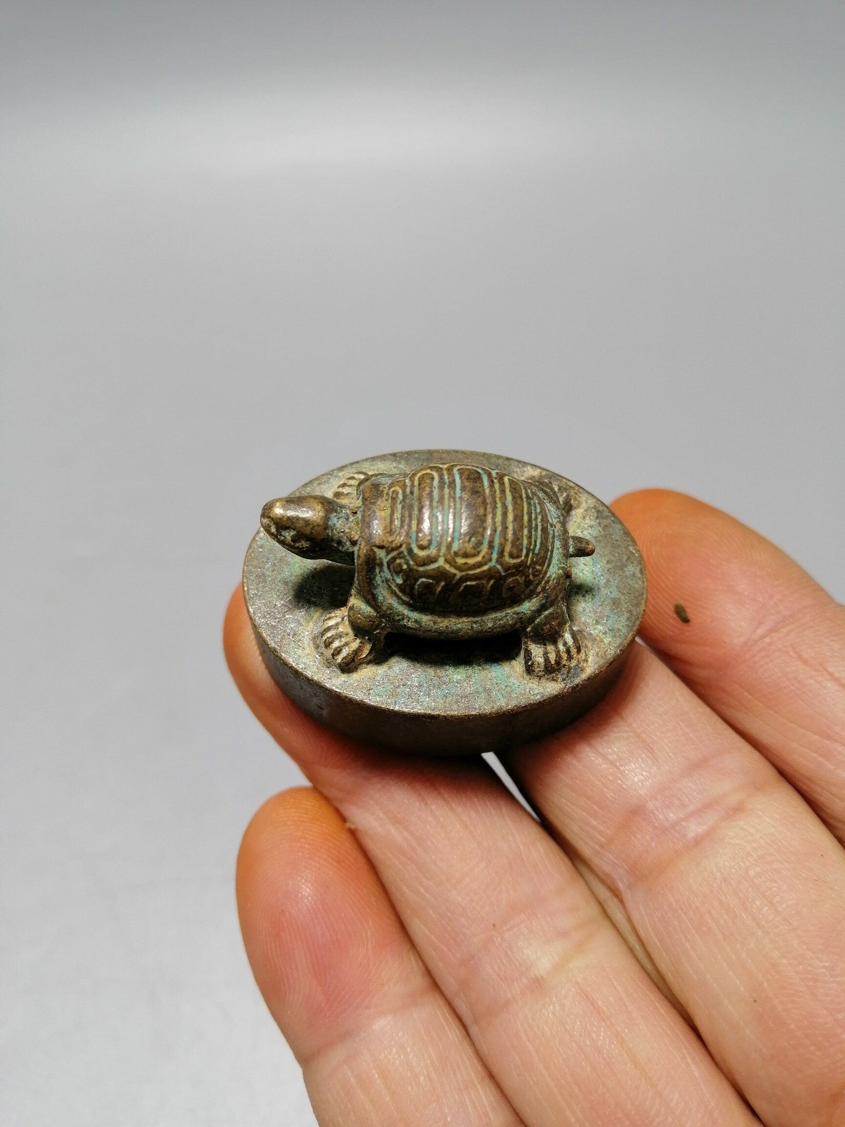 中国古玩 清時代亀鈕印章 2点セット 古銅製 中国古玩 清時代亀鈕印章 2