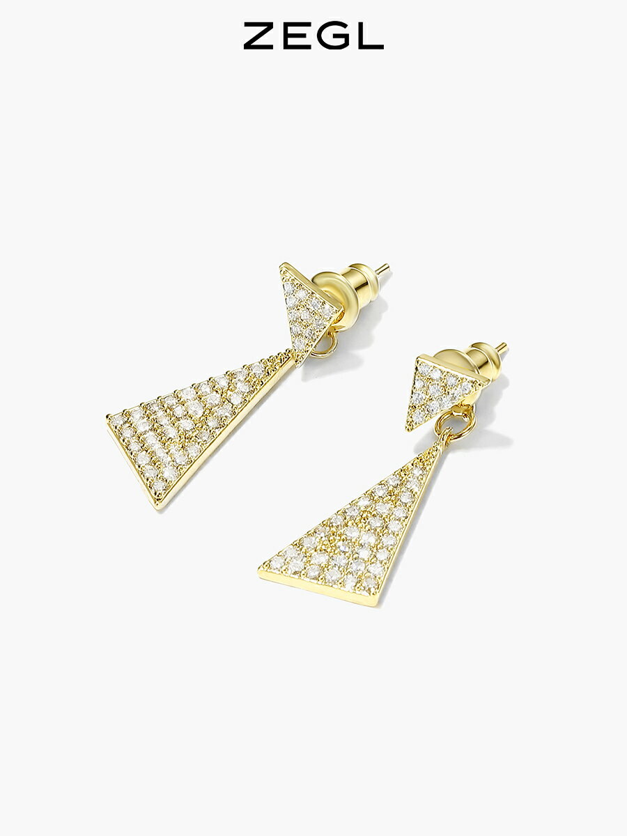 ZEGL幾何三角耳環女復古小眾設計感高級耳釘ins風925銀針金色耳飾