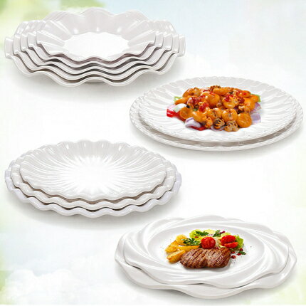 A5仿瓷餐具白色圓形盤子酒店餐廳涼菜盤火鍋菜盤商用塑料碟子