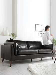 【免運】 北歐皮質沙發小戶型雙人三人簡約現代辦公室接待室客廳整裝小沙發