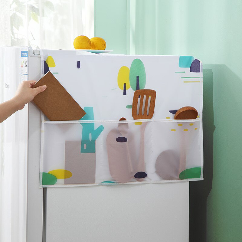 多彩幾何碎花冰箱側掛袋家用防水蓋布家具防塵罩冰箱罩遮蓋防塵布