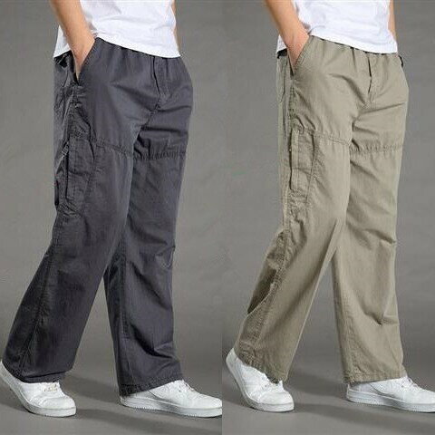 【秋季新品】M-5XL 大碼工裝褲 男褲 休閒長褲 休閒褲男厚款薄款運動寬鬆闊腿褲促銷純棉直筒加厚新款褲長褲