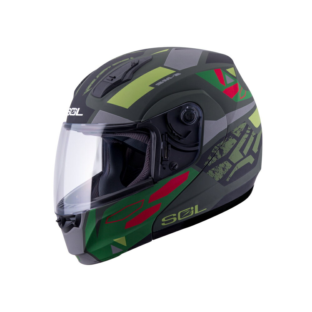 【SOL Helmets】SM-3可掀式安全帽 (戰將 消光軍綠/草綠) ｜ SOL安全帽官方商城
