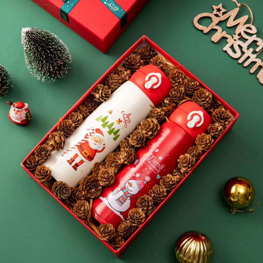 304不銹鋼保溫杯女男情侶便攜卡通定制禮品水杯圣誕節禮物圣誕杯