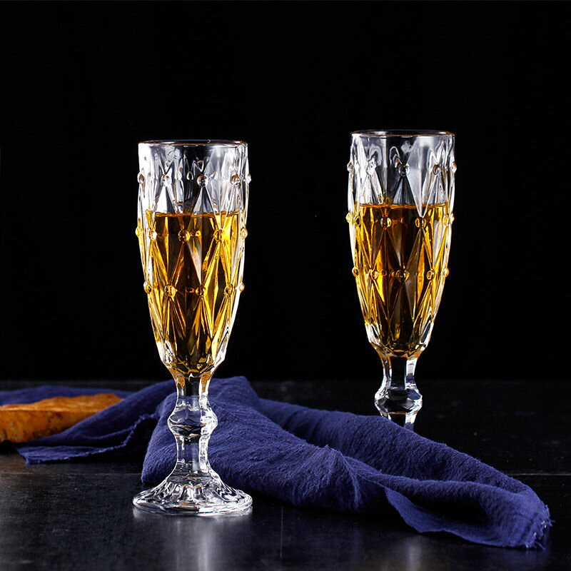 高檔玻璃香檳杯套裝紅酒甜酒創意優雅歐式加厚玻璃家用高腳酒杯