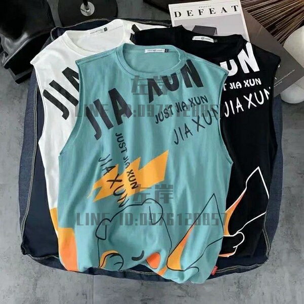 背心男夏季潮流汗日系韓版休閒圓領t恤衫寬鬆無袖坎肩【雲木雜貨】