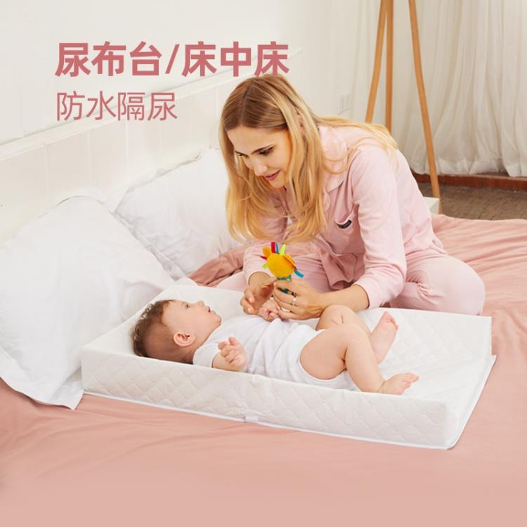 尿布台 三邊尿布台嬰兒護理台床上寶寶按摩撫觸新生兒操作台床中床【摩可美家】