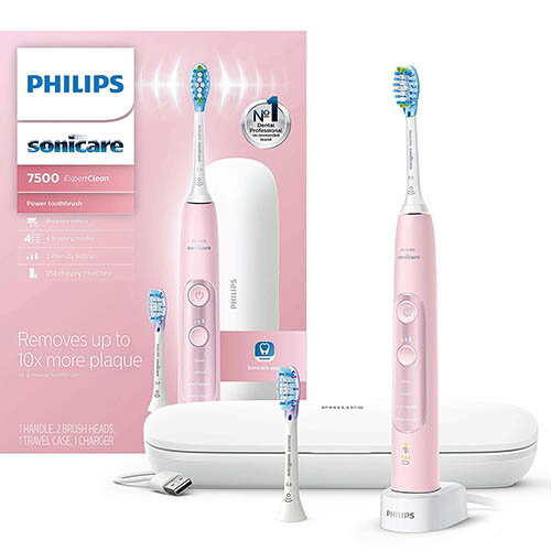 Philips【美國代購】飛利浦 電動牙刷 Sonicare ExpertClean 7500 HX9690/07 - 粉色