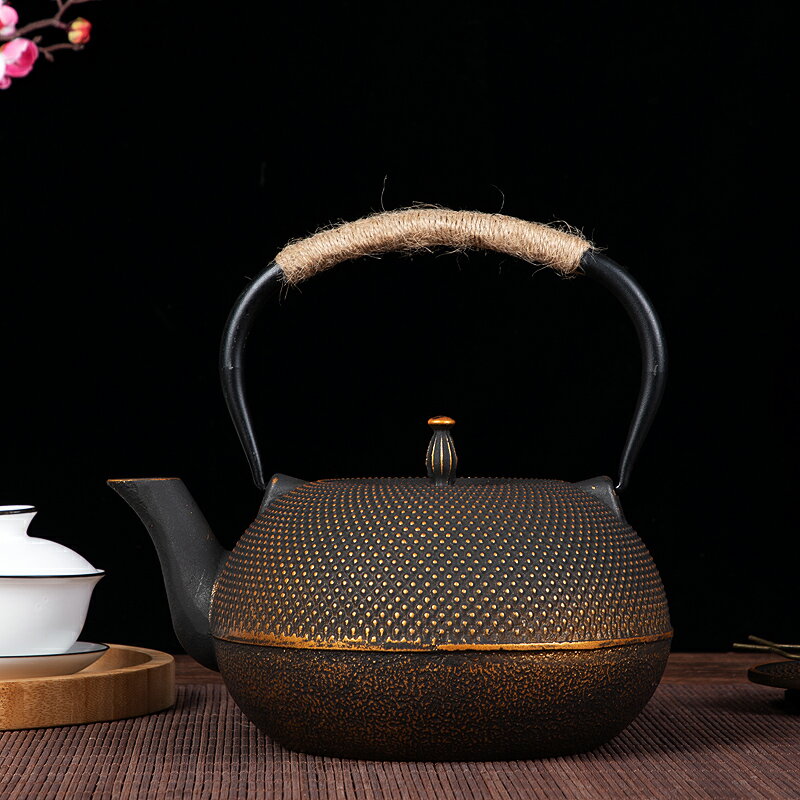 銅色粒子鑄鐵壺帶茶網日本工藝無涂層燒水壺煮茶壺泡茶壺功夫茶具