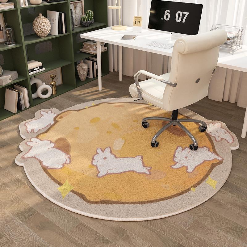 地毯 ins風圓形防滑地墊電腦椅子轉椅臥室兒童房學習坐椅墊客廳地毯