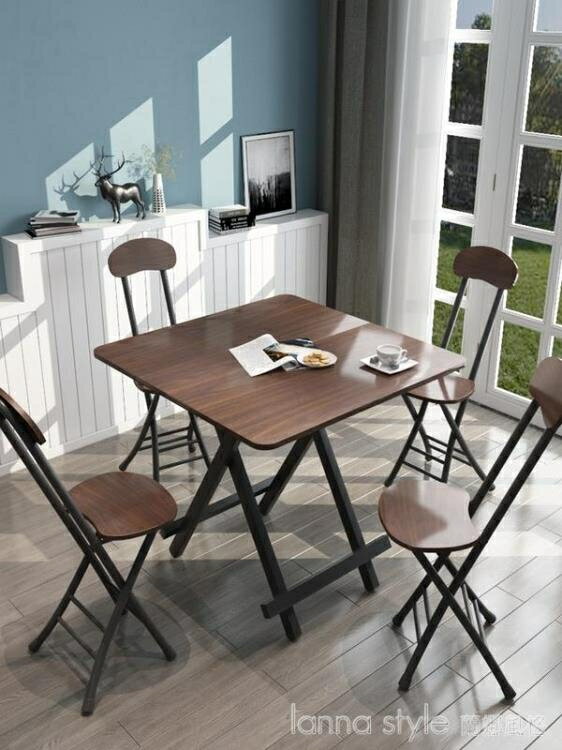 折叠飯桌家用4人 簡易方桌小巧租房吃飯桌子小戶型餐桌擺攤桌椅