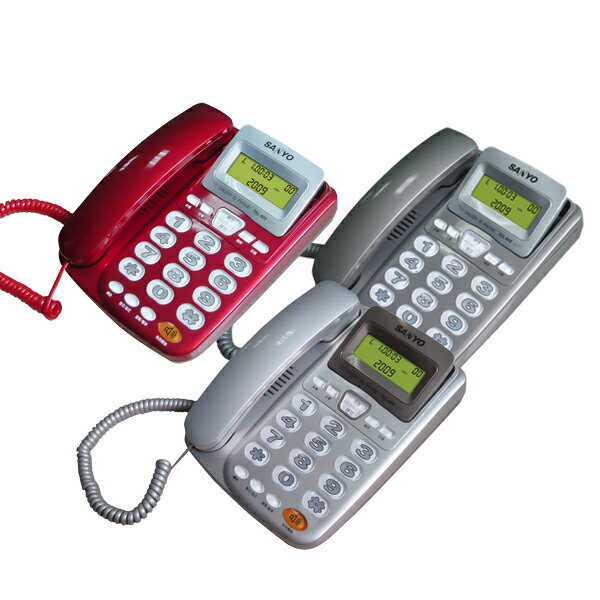 台灣哈理 三洋 SANYO 來電顯示有線電話 TEL-805  紅, 銀, 灰3色