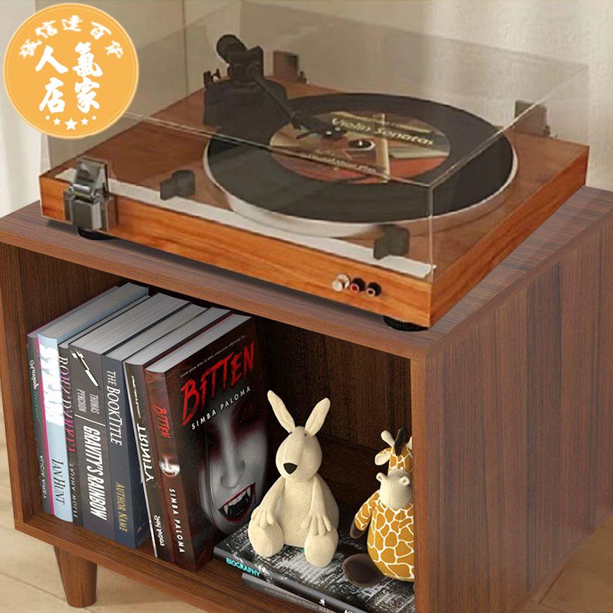 CD/DVD整理櫃 黑膠唱片機櫃收納木質落地音響雜志簡約沙發復古邊櫃北歐室內書櫃