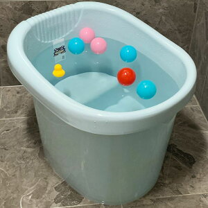 兒童大號泡澡桶加厚寶寶帶凳可坐洗澡桶嬰兒沐浴洗頭一體洗澡神器