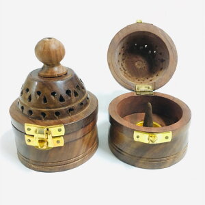 [綺異館] 印度 手工木製塔香盒 塔香皿 點香盒 另售 線香 wood cone box lock