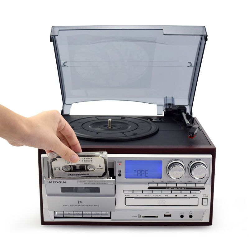 CD/DVD播放機 黑膠唱片機 復古CD機 現代留聲機 藍牙USB內置迷你音箱 多功能電唱機 全館免運 0