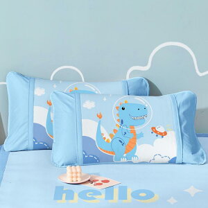 博洋儿童冰丝枕套一对装男孩卡通恐龙夏季幼儿园凉席枕头套30×50