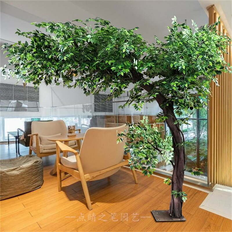 仿真榕樹 大型室內假樹 客廳植物 布景發財樹 實木樹干裝飾定做