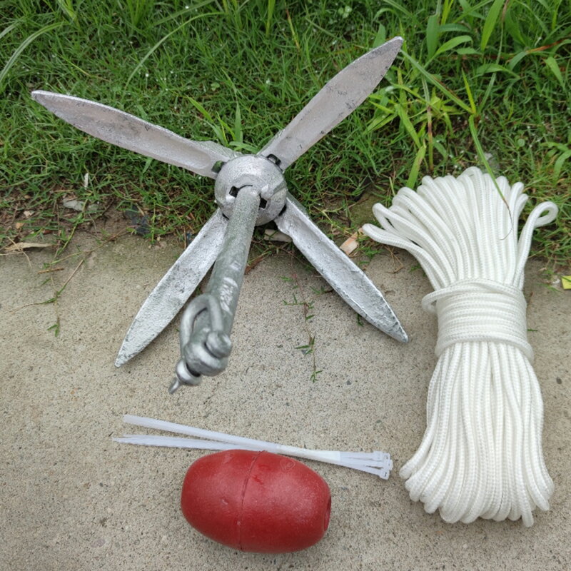 【可打統編 超低價】橡皮艇皮劃艇船錨摩托艇快艇塑料船沖鋒舟固定錨釣魚船專用折疊錨 0