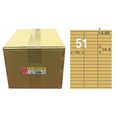 【龍德】A4三用電腦標籤 16.9x70mm 牛皮紙 1000入 / 箱 LD-829-C-B