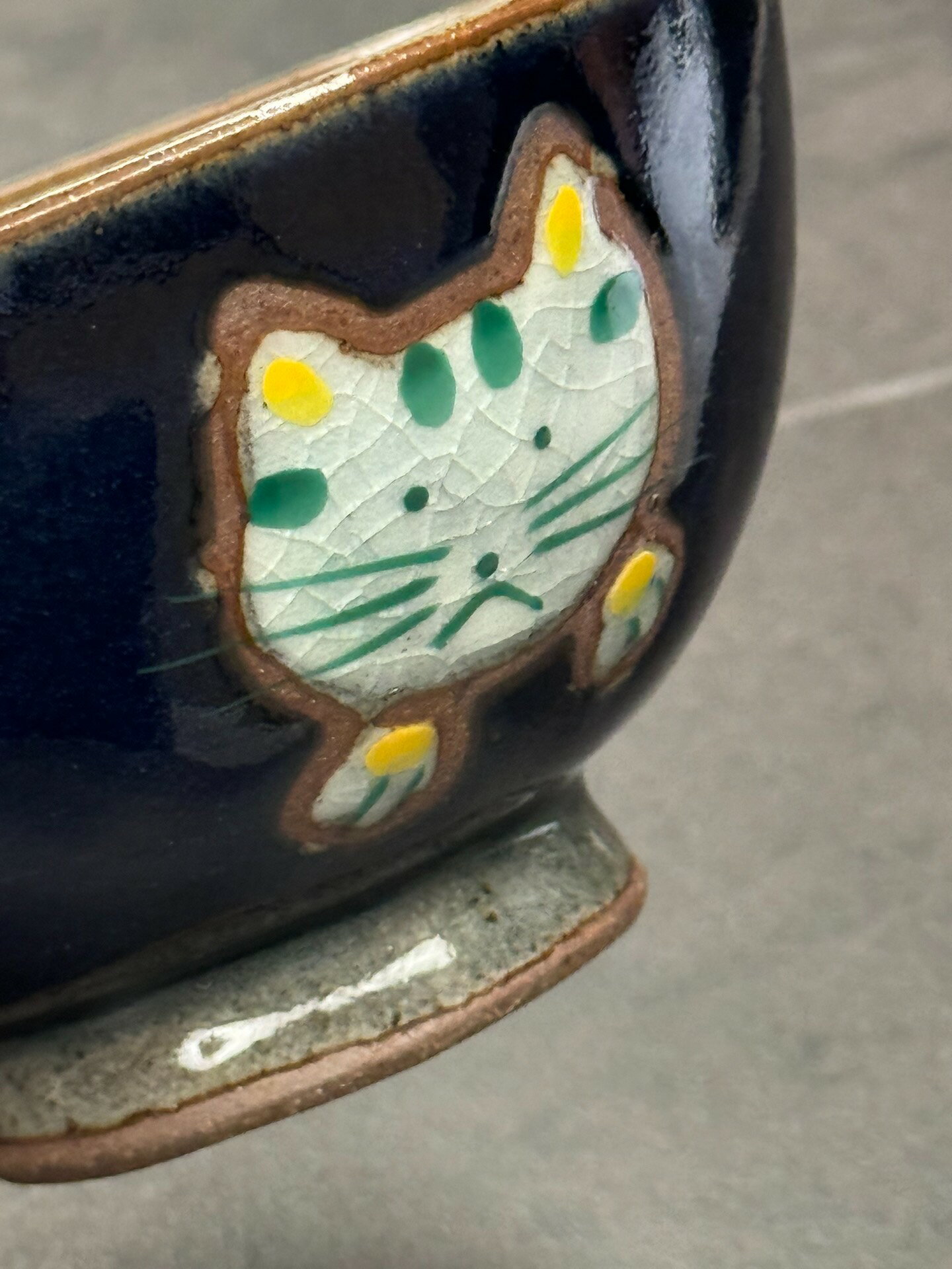 日本中古vintage迴流～日本波佐見燒手工手繪小貓咪飯碗