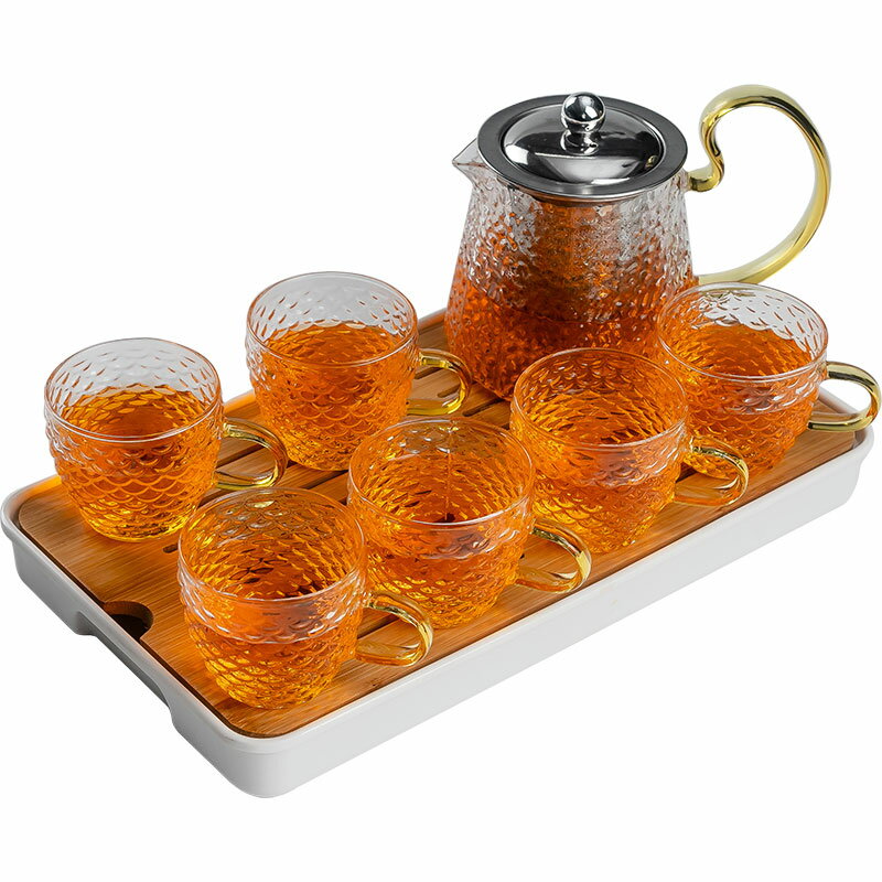 日式耐熱玻璃茶具套裝功夫茶家用客廳簡約花茶壺過濾紅茶泡茶器