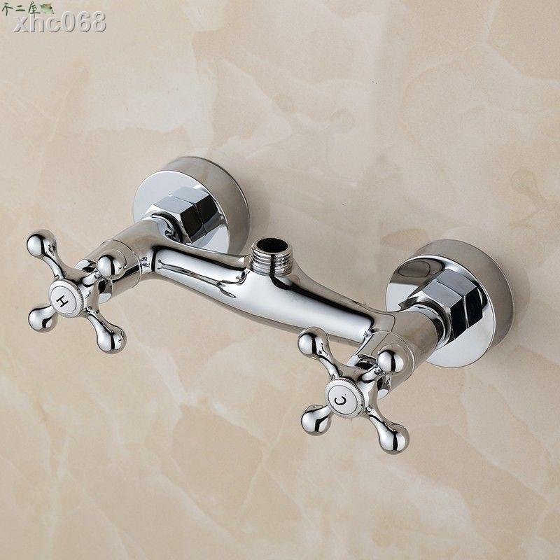 ✆浴室淋浴龍頭浴缸簡易花灑套裝雙把雙開冷熱水混合閥洗澡淋雨噴頭