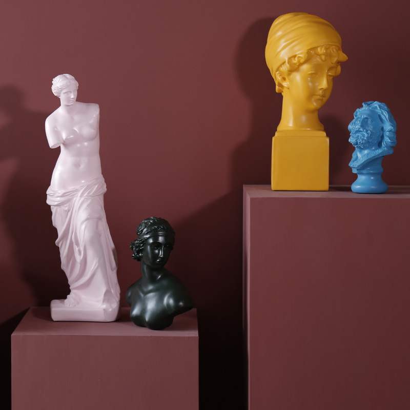 適用于北歐莫蘭迪色樹脂石膏頭像大衛維納斯素描人物雕塑裝飾品藝