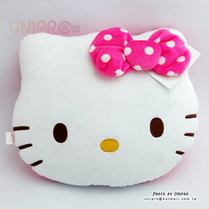 【UNIPRO】Hello Kitty 凱蒂貓 點點普普風 頭型造型 抱枕 午安枕 三麗鷗正版授權 台灣限定 KT