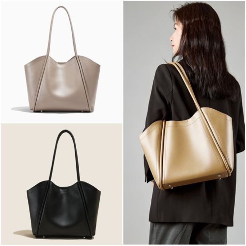 【米蘭精品】現貨+預購 真牛皮側背包手提包真皮革斜背包單肩包托特包隨身包-百搭大容量女包包3色74mk80