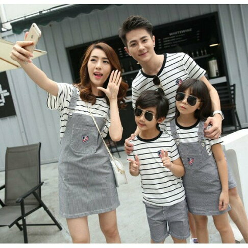 親子裝 親子套裝 T恤 母女裝 全家福 韓版時尚條紋 親子套裝 女裝 童裝 全家裝 一家三口 一家四口 櫻桃嚴選 0