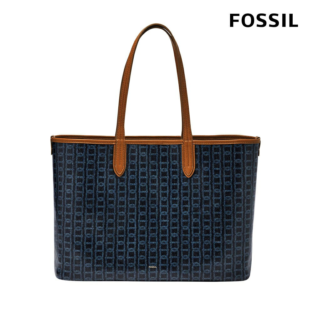 送禮首選★FOSSIL Williamson 鎖鏈印花波士頓包-藍色 ZB1867469【美國時尚品牌】 附防塵袋+提袋【全館滿額折價★FOSSIL全系列包夾送美妝蛋】