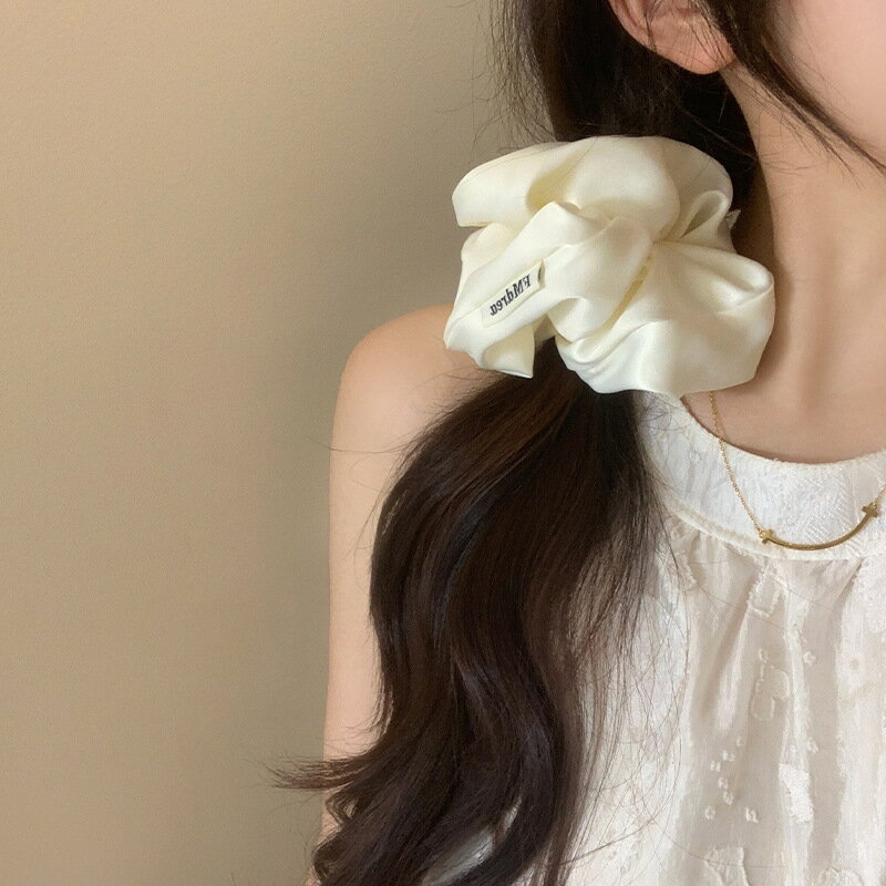 【台灣現貨】時尚配件 髮飾 髮夾 鯊魚夾 大嘴夾 邊夾  法式復古大腸髮圈女高階感緞面韓系皮筋發繩森系頭繩髮飾大號頭飾 2