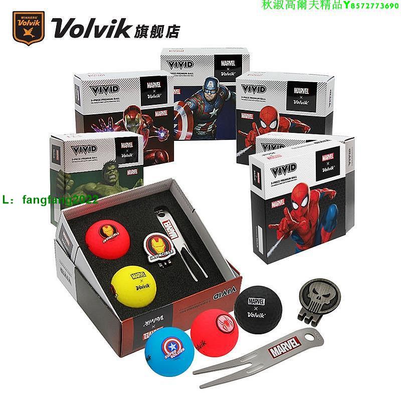 Volvik高爾夫球 漫威果嶺VIVID啞光三層2粒+1MARK+果嶺叉