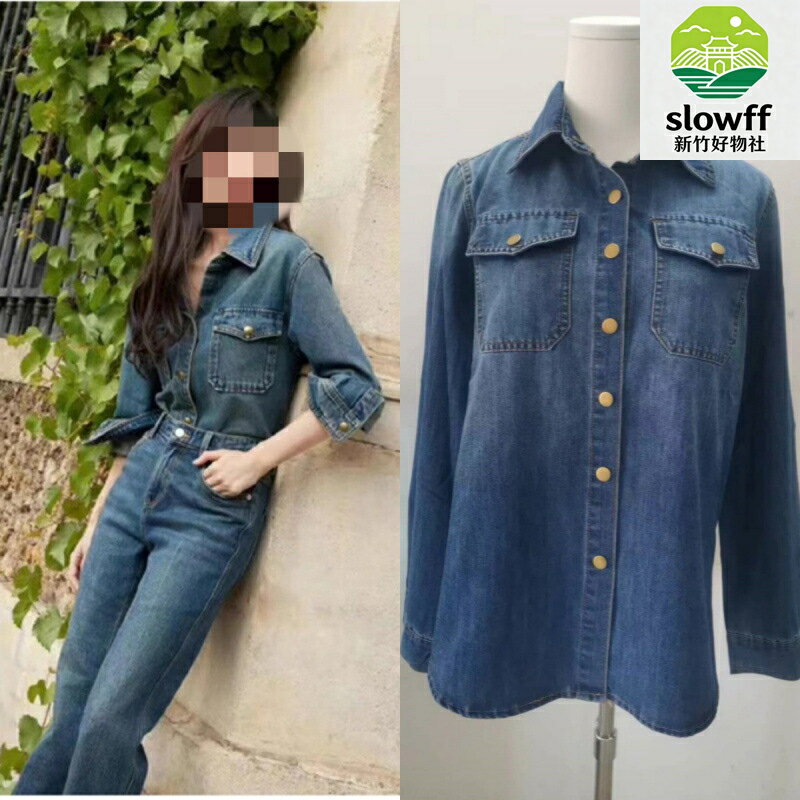 牛仔襯衫推薦到【白鹿同款】港風襯衫 牛仔襯衫 復古襯衫 女式襯衫 春秋襯衫 寬鬆版型 做舊水洗藍 港風復古穿搭 春秋季必備就在新竹好物社推薦牛仔襯衫